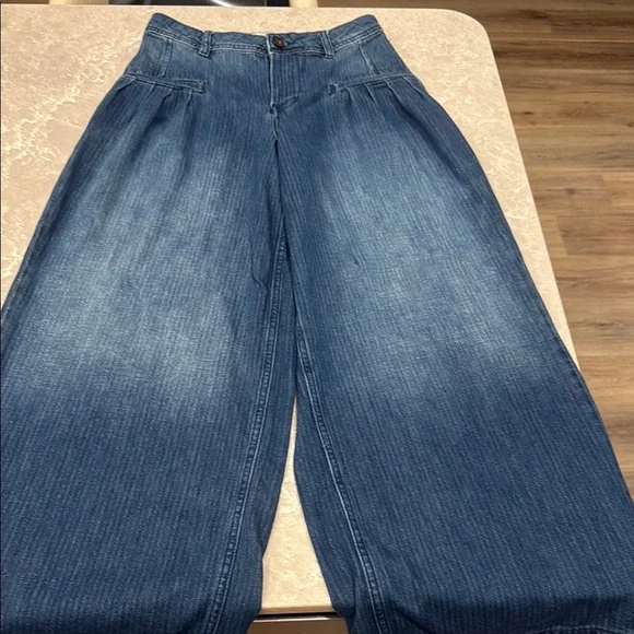Free People Charlie Wide Leg Pleated Blue Jeans LIKE NEW We the Free - Picture 11 of 16